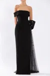 Saiid Kobeisy Crepe Off-shoulder Dress With A Tulle Bow And Tail On The Back In Multi