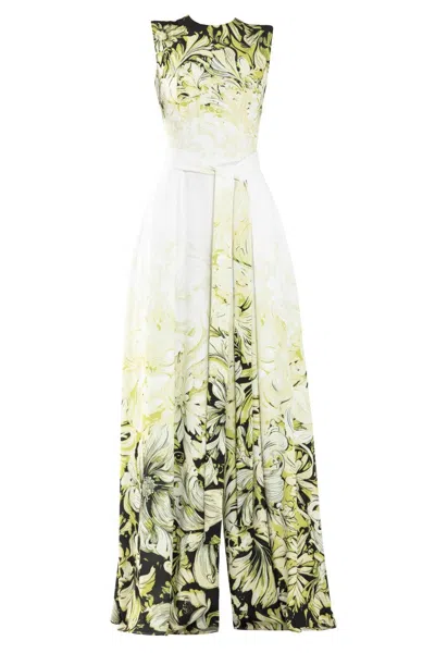 Saiid Kobeisy Crepe Printed Jumpsuit In Green