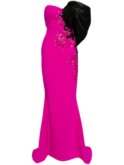 Saiid Kobeisy Krepp-abendkleid Mit Geradem Schnitt In Rosa