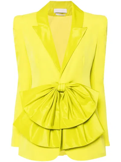 SAIID KOBEISY CREPE TAILORED JACKET WITH TAFFETA COLLAR AND BOW