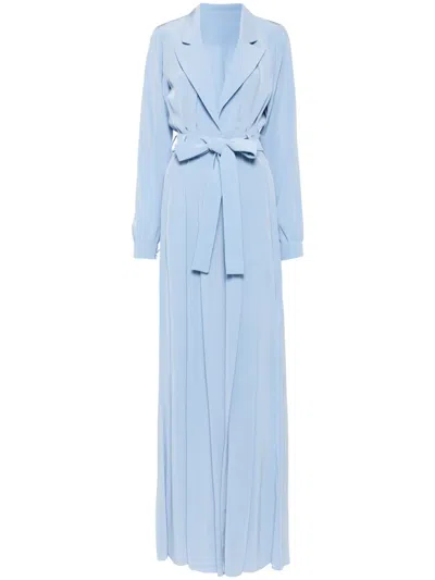 Saiid Kobeisy Crepe-texture Belted Jumpsuit In Blue
