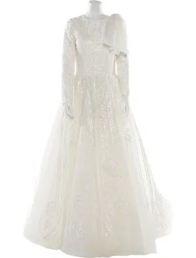 Pre-owned Saiid Kobeisy Crew Neck Long Dress In Neutral