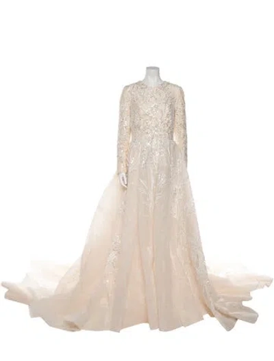 Pre-owned Saiid Kobeisy Crew Neck Long Dress In Neutral