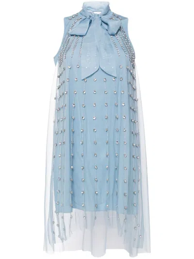 Saiid Kobeisy Crystal-embellished Layered Dress In Blue