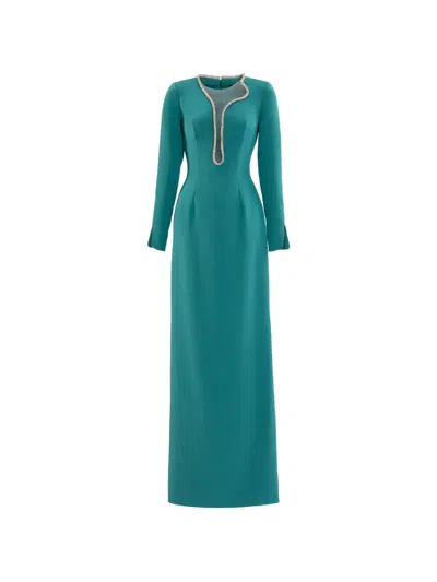 Saiid Kobeisy Crystal Embellished Maxi Dress In Green