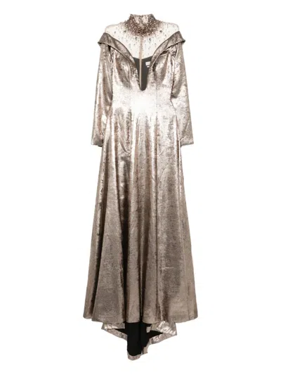Saiid Kobeisy Crystal-embellished Maxi Dress In Silver