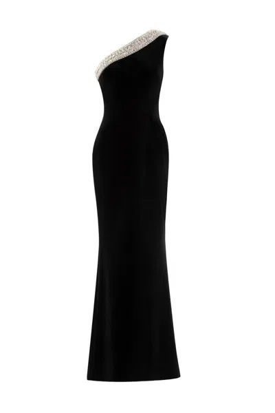 Saiid Kobeisy Crystal Embellished One-shoulder Dress In Black