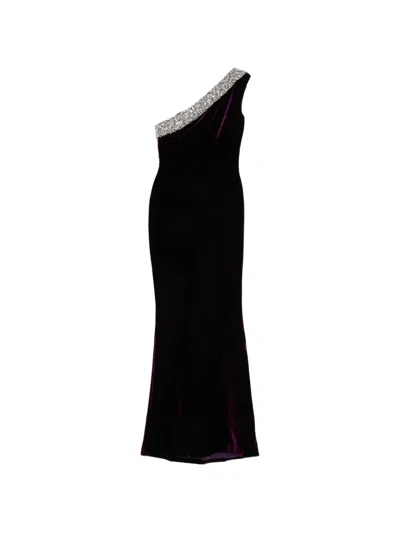 Saiid Kobeisy Crystal Embellished One-shoulder Dress In Purple