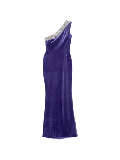 Saiid Kobeisy Crystal Embellished One-shoulder Dress In Purple