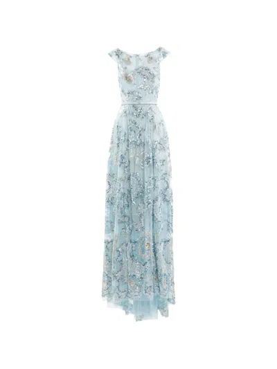Saiid Kobeisy Crystal-embellishment Maxi Dress In Blue
