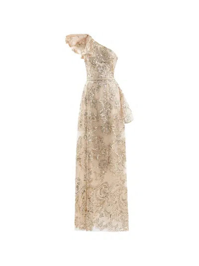 Saiid Kobeisy Crystal-embroidered Maxi Dress In Neutral