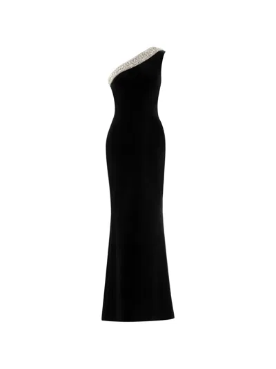 Saiid Kobeisy Crystal One-shoulder Maxi Dress In Black