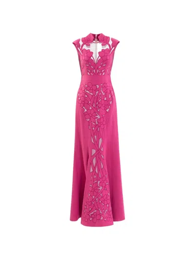 Saiid Kobeisy Cut-out Linen Dress In Pink