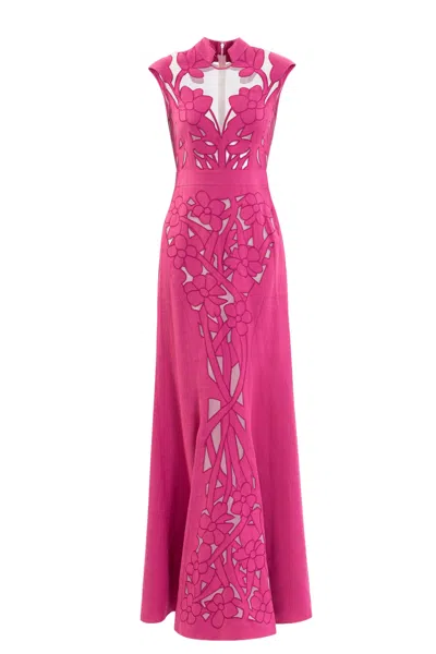 Saiid Kobeisy Cut-out Linen Dress In Pink