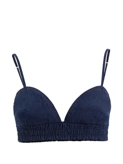 Saiid Kobeisy Denim Crop Top In Blue
