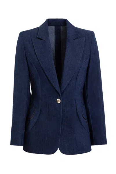 Saiid Kobeisy Denim Tailored Jacket In Blue