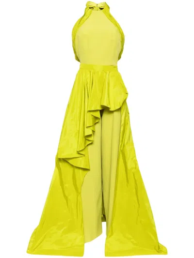 Saiid Kobeisy Detachable Overskirt Sleeveless Jumpsuit In Grün