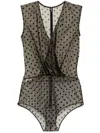 Saiid Kobeisy Dotted Tulle Bodysuit In Black