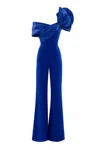 Saiid Kobeisy Draped Bow Jumpsuit In Blue