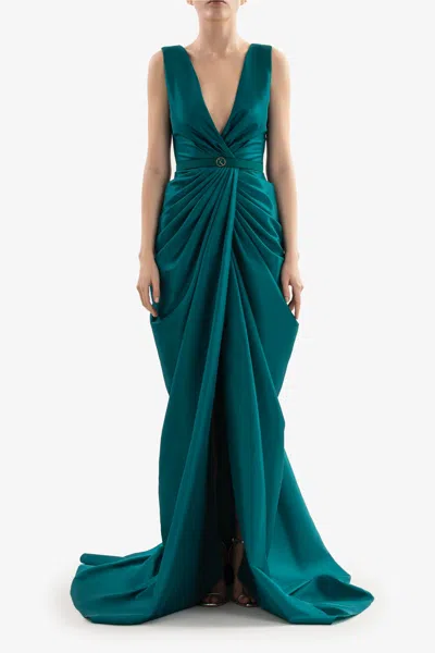 Saiid Kobeisy Draped Taffeta Gown In Multi