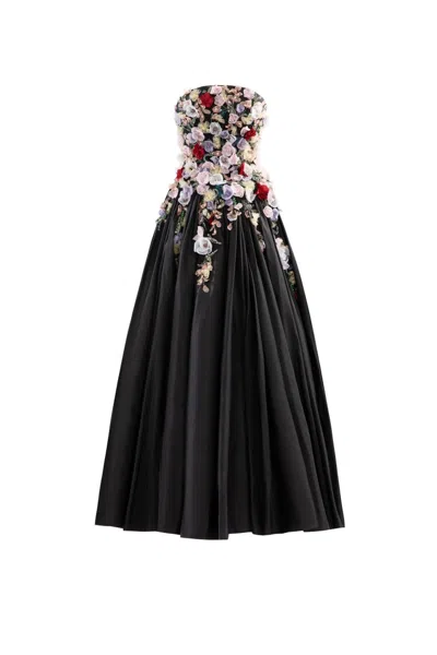 Saiid Kobeisy Embellished 3d Flowers Taffeta Gown In Multi