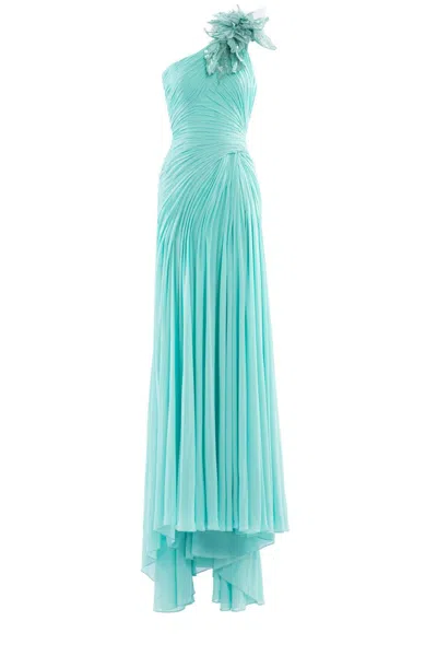 Saiid Kobeisy Embellished Crepe Georgette Dress In Blue