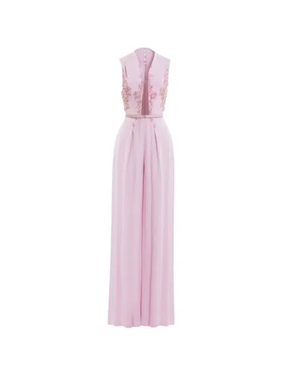 Saiid Kobeisy Embellished Crepe Jumpsuit In Pink