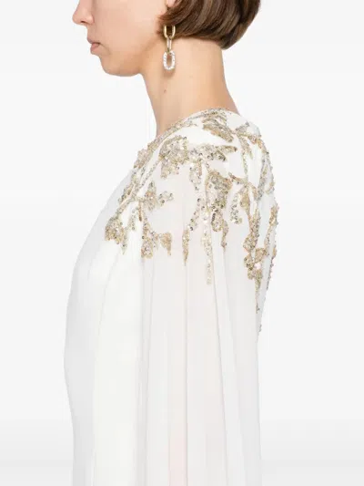 Saiid Kobeisy Embellished Crepe Kaftan In White