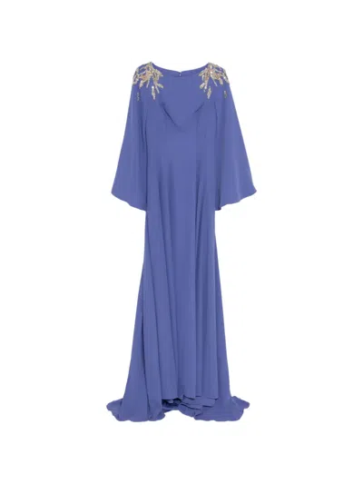 Saiid Kobeisy Embellished Crepe Kaftan In Blue