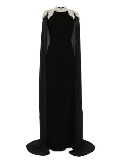 Saiid Kobeisy Embellished-crepe Kaftan Dress In Black