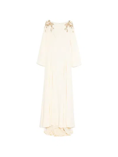 Saiid Kobeisy Embellished Crepe Kaftan In Neutral