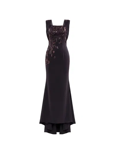 Saiid Kobeisy Embellished Crepe Maxi Dress In Black