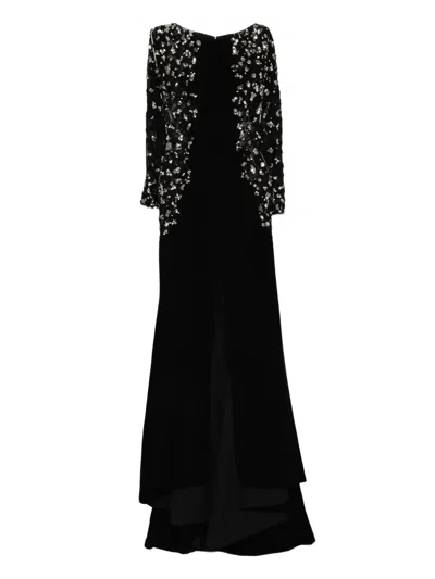 Saiid Kobeisy Embellished Slit Long Dress In Black