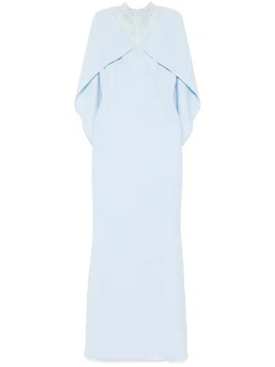 Saiid Kobeisy Embroidered Crepe Dress In Blue