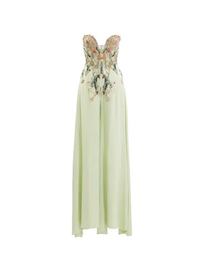 Saiid Kobeisy Embroidered Crepe Jumpsuit In Green