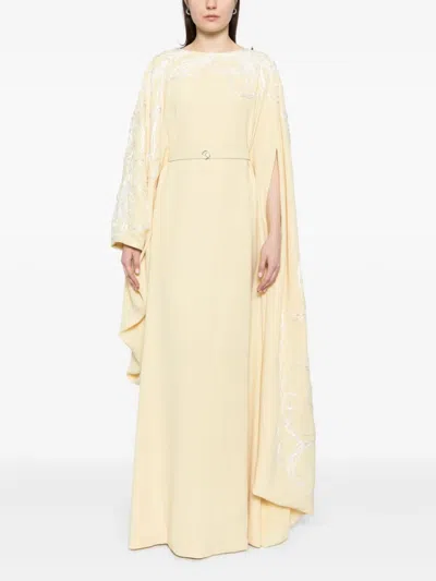 Saiid Kobeisy Embroidered Crepe Kaftan In Blue