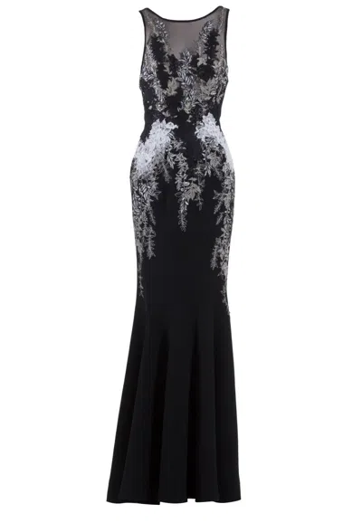 Saiid Kobeisy Embroidered Crepe Marocain, Sleeveless Dress In Black