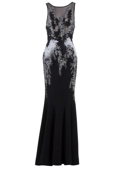 Saiid Kobeisy Embroidered Crepe Marocain, Sleeveless Dress In Black