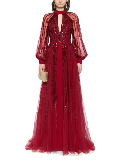 Saiid Kobeisy Embroidered Dress In Red