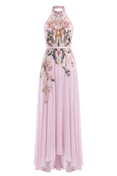 Saiid Kobeisy Embroidered Maxi Evening Dress In Transparent