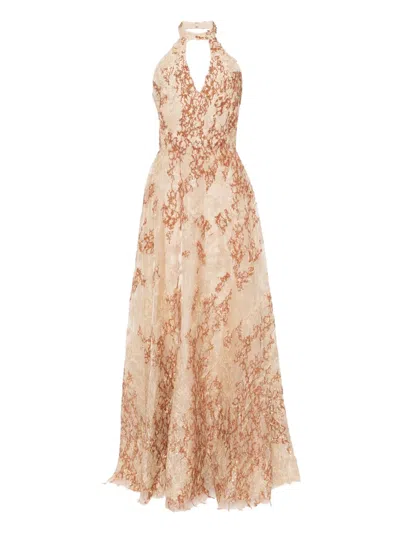 Saiid Kobeisy Embroidered Gown In Neutral