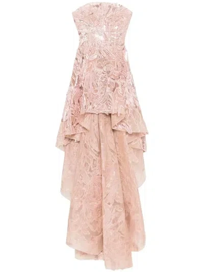 Saiid Kobeisy Embroidered High-low Dress In Pink