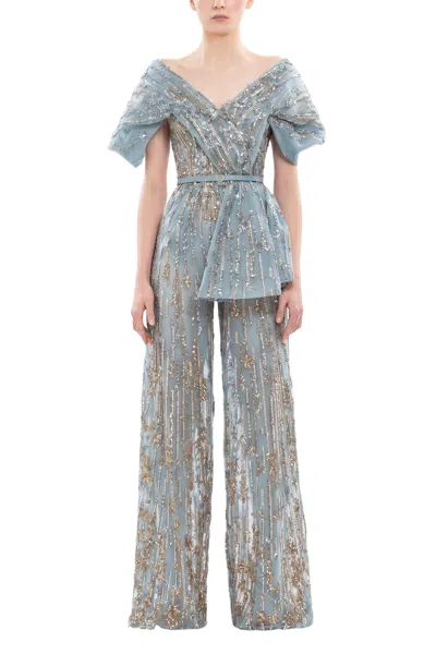 Saiid Kobeisy Embroidered Jumpsuit In Silver
