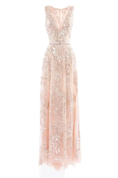Saiid Kobeisy Embroidered Long Dress In Gold