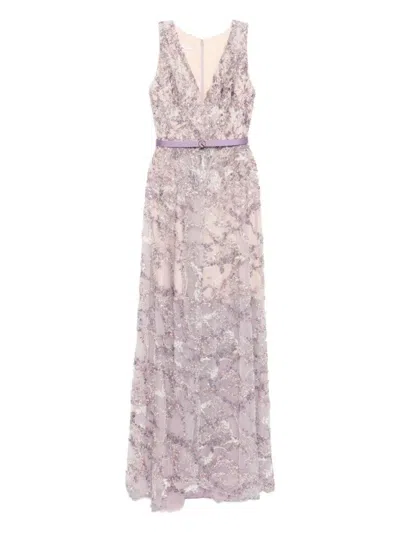 Saiid Kobeisy Embroidered Long Dress In Purple