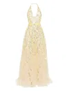 Saiid Kobeisy Embroidered Maxi Dress In Orange