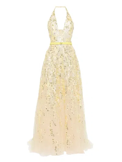 Saiid Kobeisy Embroidered Maxi Dress In Orange