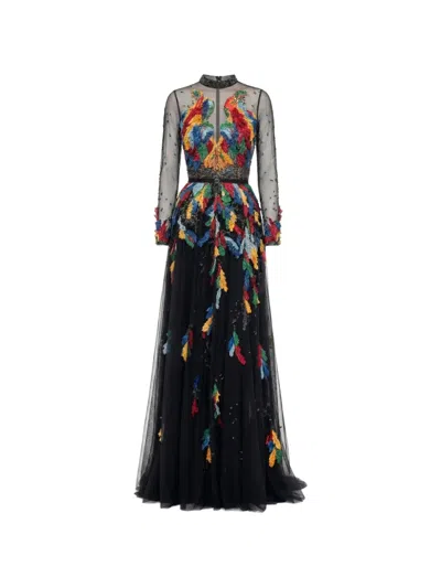 Saiid Kobeisy Embroidered Maxi Dress In Black