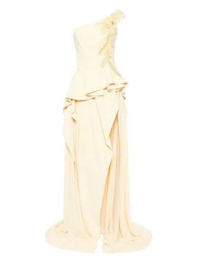 Saiid Kobeisy Embroidered Maxi Dress In Neutral