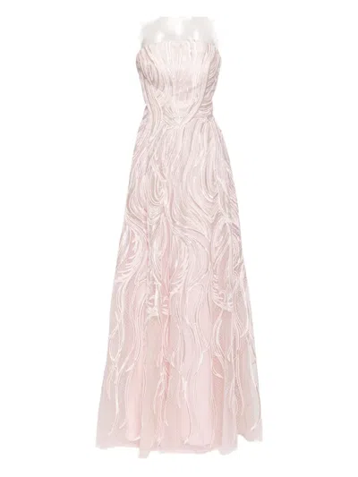 Saiid Kobeisy Embroidered Maxi Dress In Pink